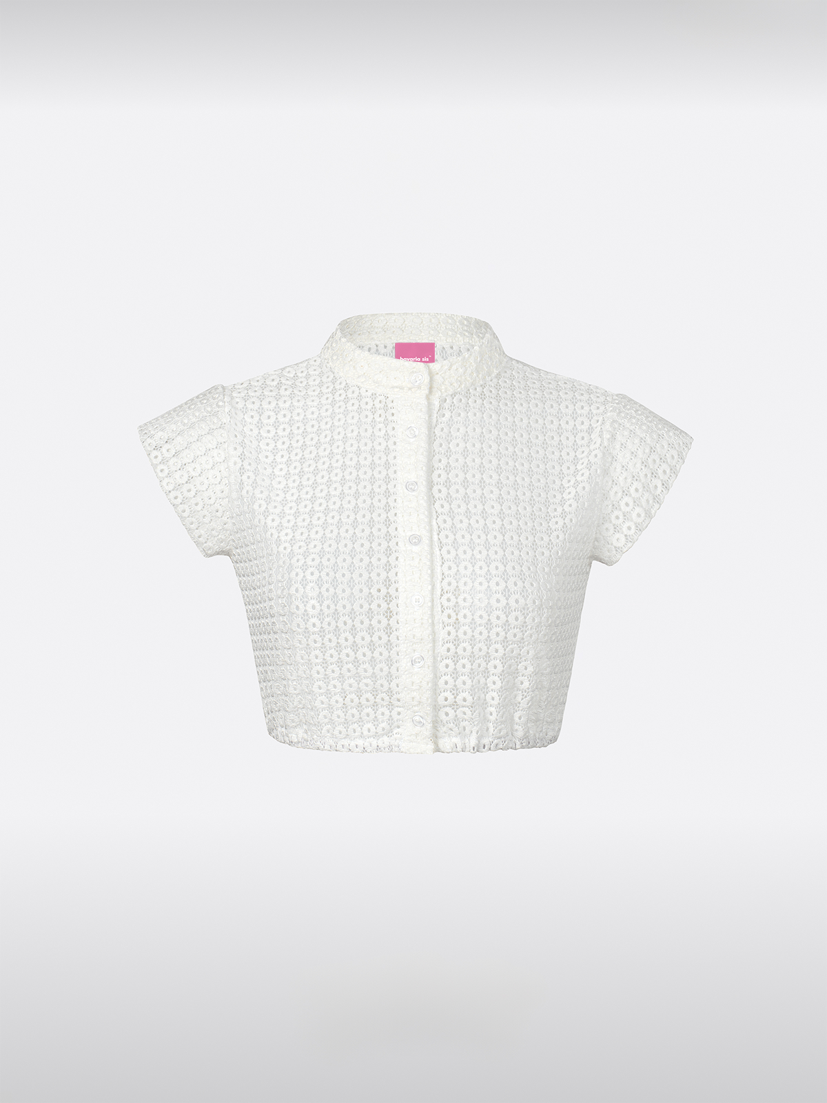 Weiß Kurzarm Dirndlbluse aus Lochspitze